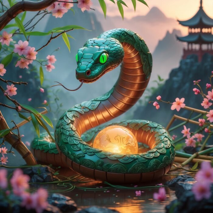 Emerald Green Mythical Snake Photo - Image 4